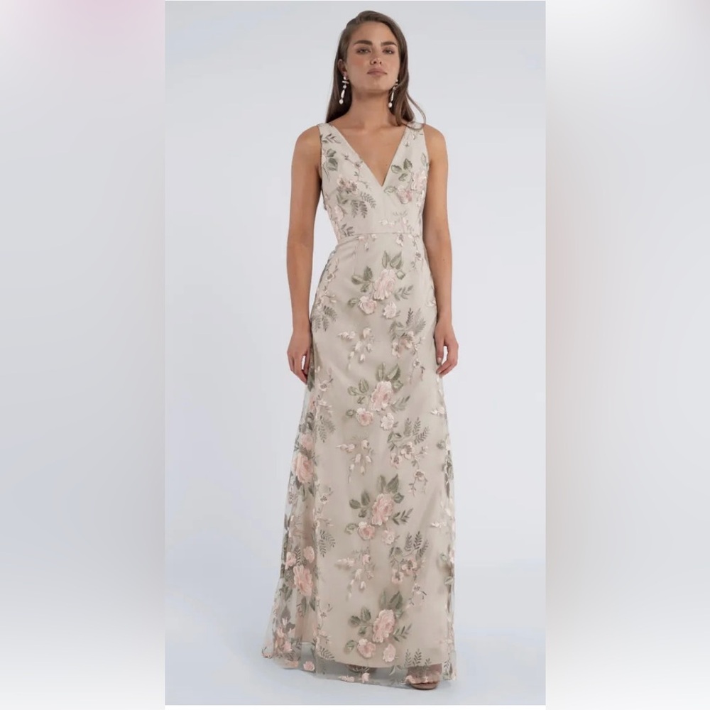 Jenny Yoo Enchanted Floral Blush Sand Dune Bridesmaid Dress